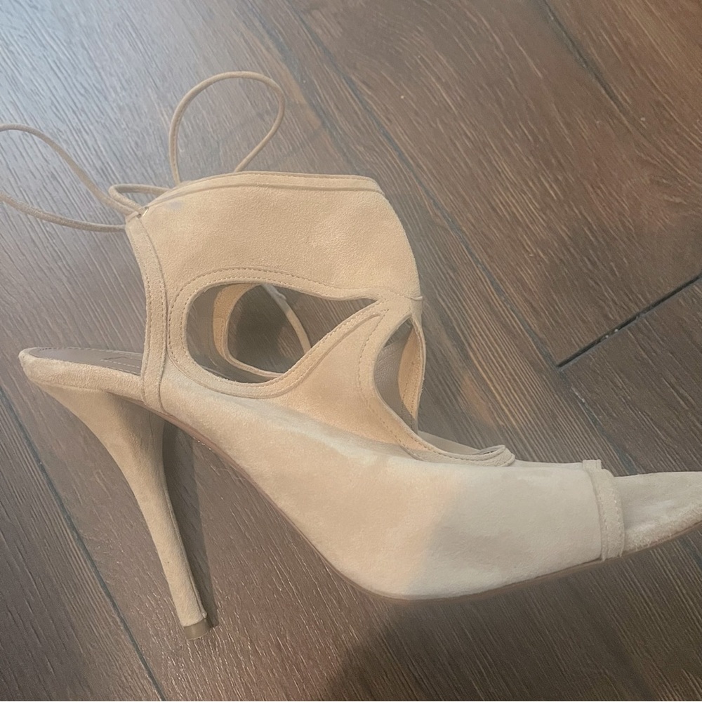Aquazzura Suede Tan Sandals with Ankle Strap 9 - Picture 4 of 7